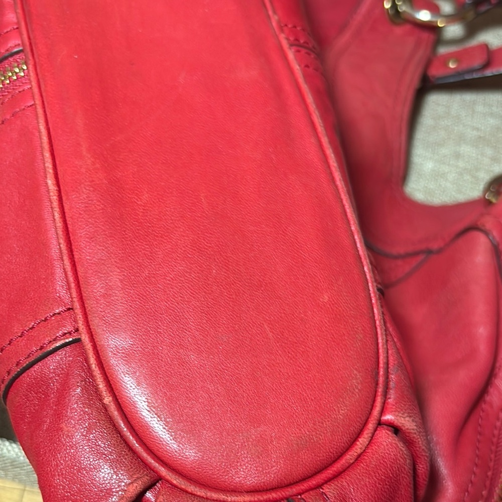 MICHAEL Michael Kors Red Leather Hobo Shoulder Bag - Picture 14 of 15